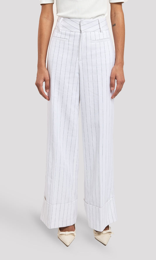 Raquel Pinstripe Linen Pants