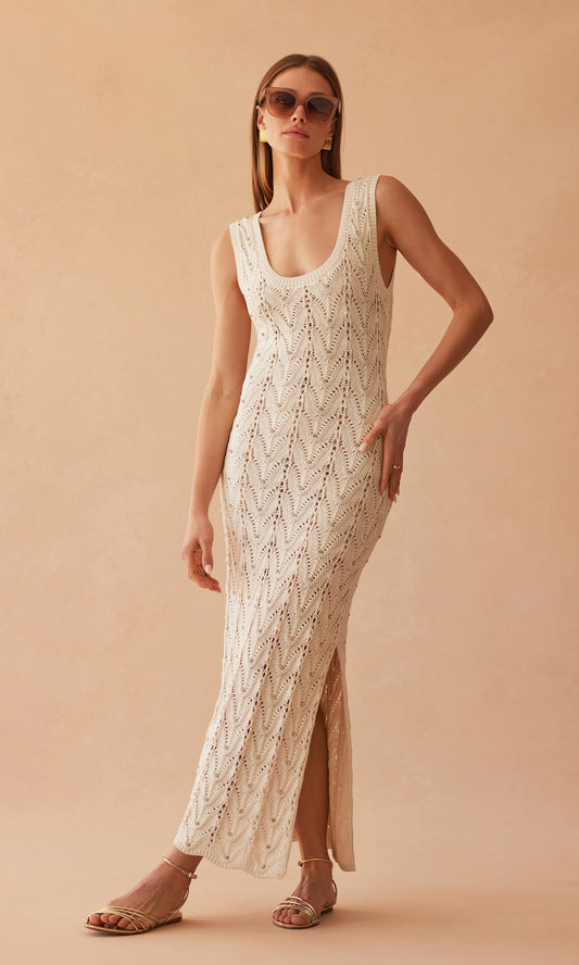 Vincent Crystal Pointelle Knit Dress